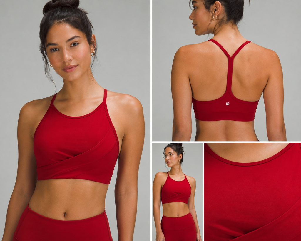 LULULEMON Flow Y Wrap-Front High-Neck Bra Red College Crimson