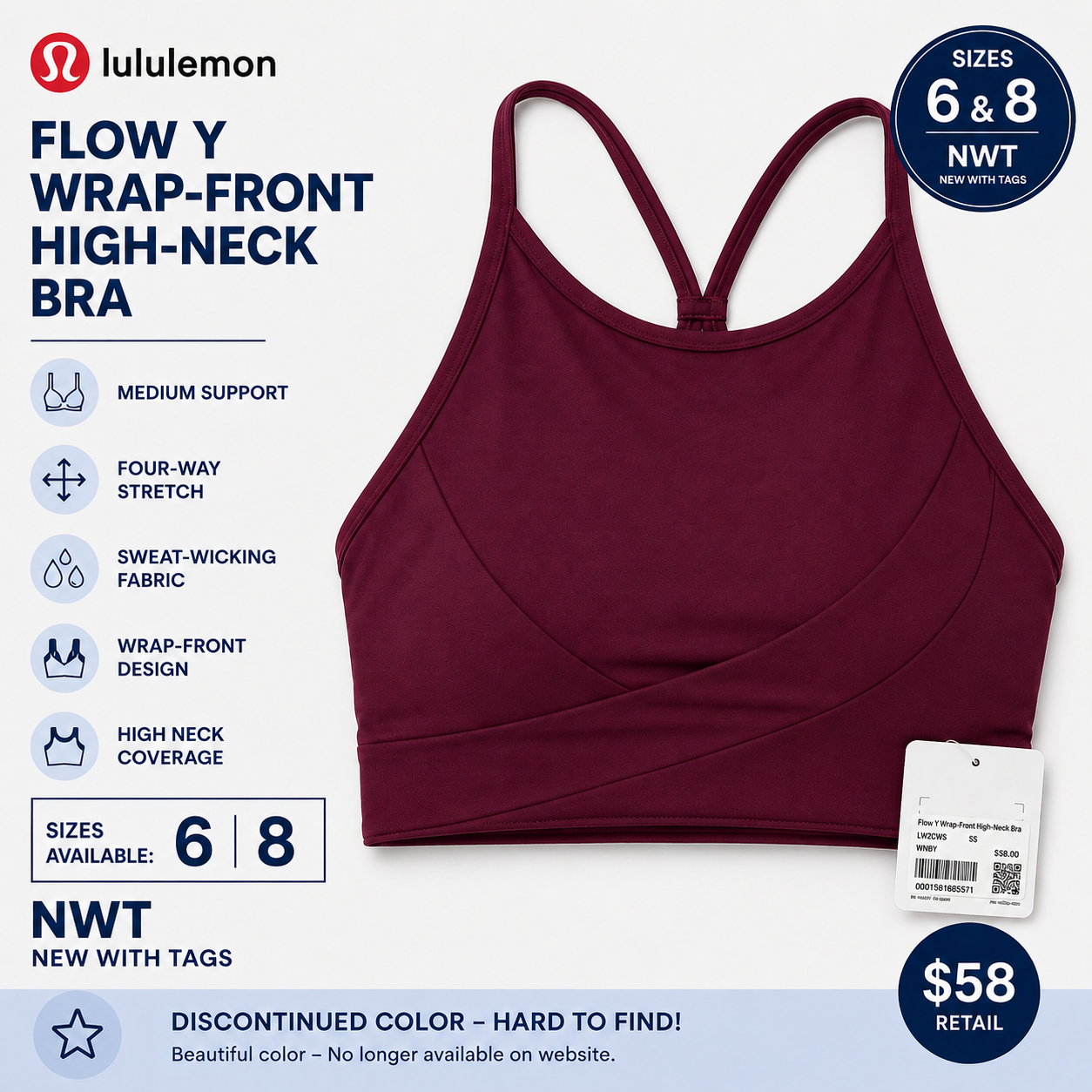Lululemon Flow Y Wrap-Front High-Neck Bra
