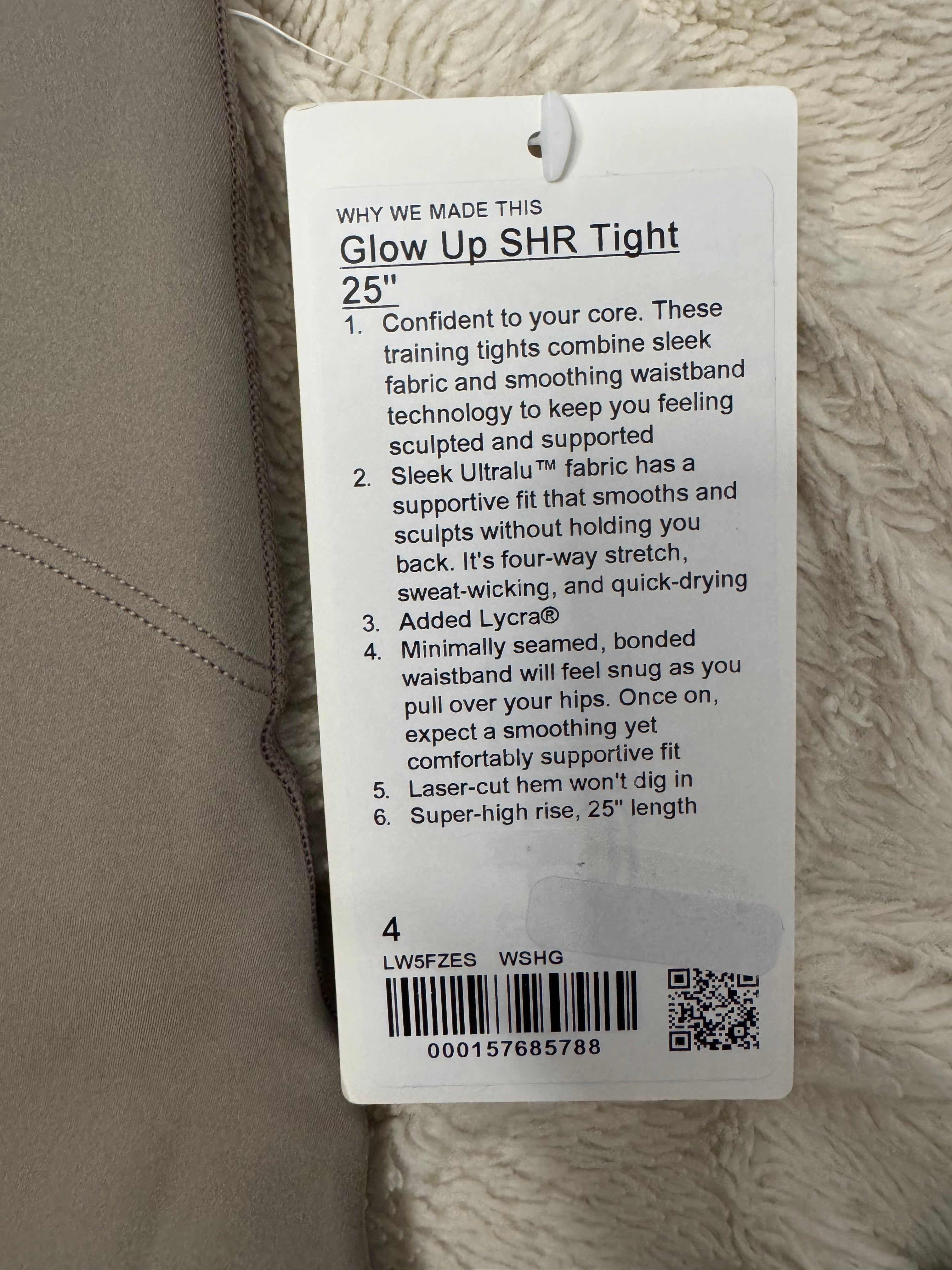 Lululemon Glow Up SHR Tight 25” Taupe Sage Ultralu SCULPT Sz 8/M