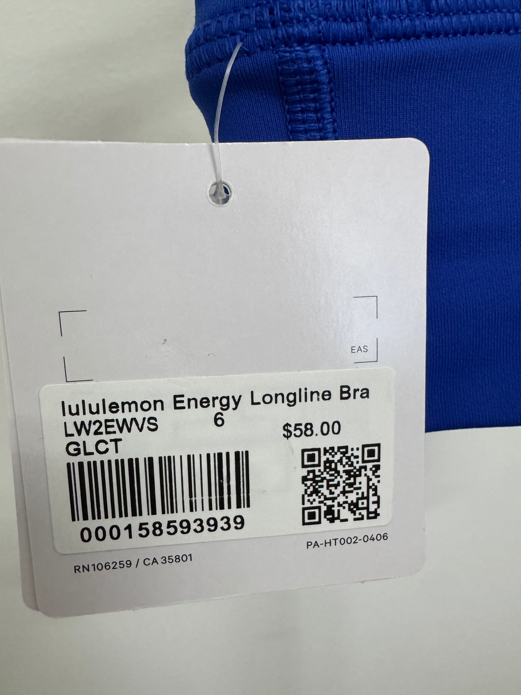 Lululemon Energy Longline Bra Glitch Blue Size 10 NWT Rare Discontinued LW2EWVS