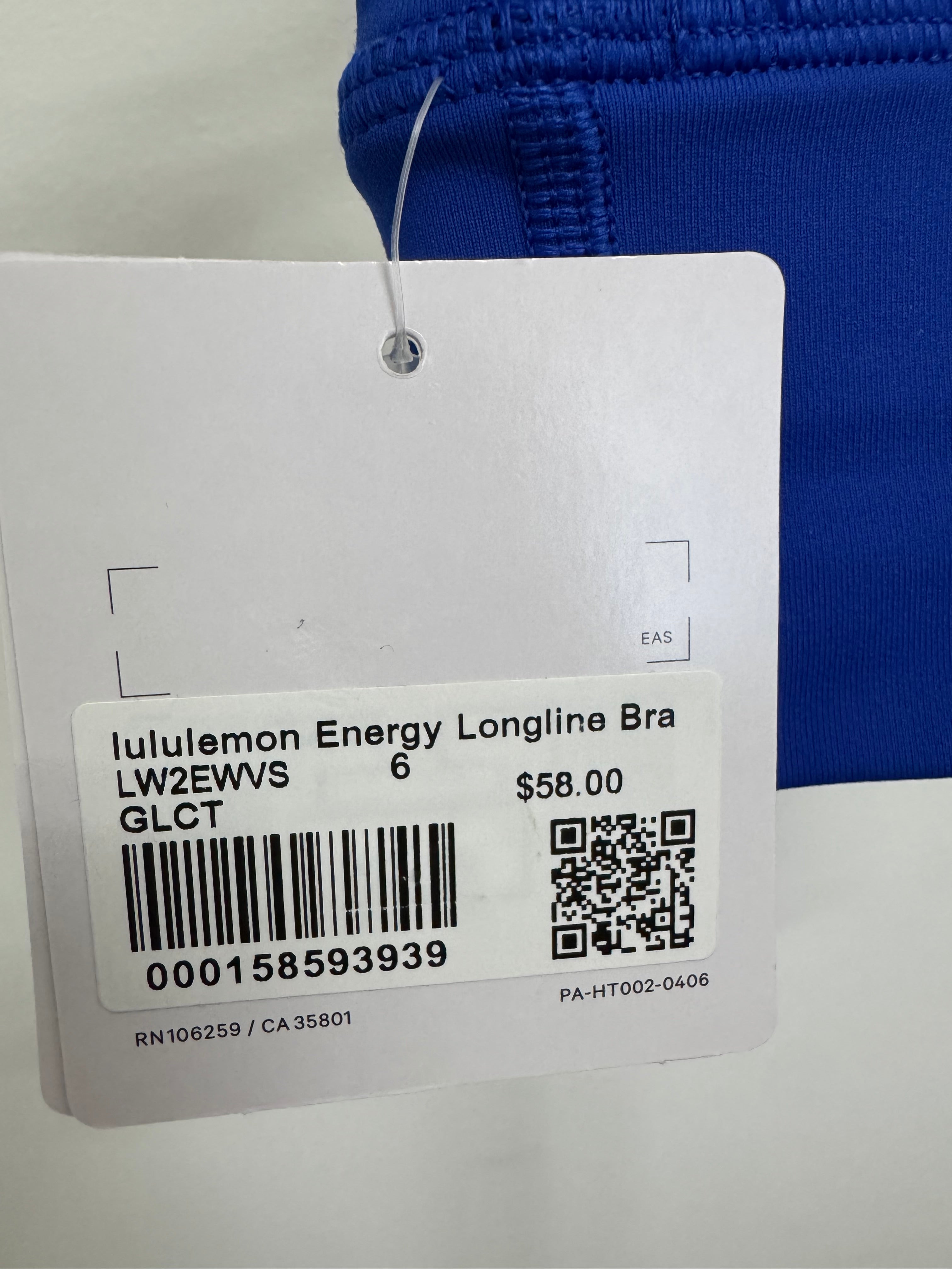 Lululemon Energy Longline Bra Glitch Blue Size 10 NWT Rare Discontinued LW2EWVS