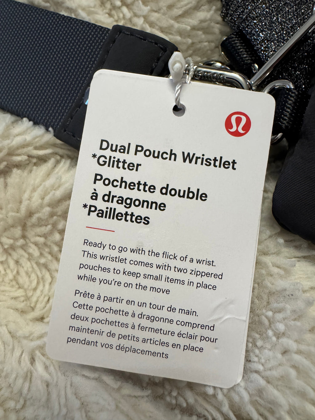 Lululemon NEW Dual Pouch Wristlet Glitter Silver Black  LW9FRWS