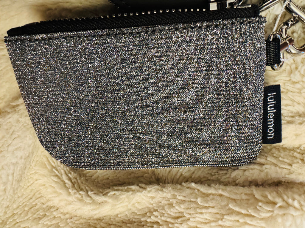 Lululemon NEW Dual Pouch Wristlet Glitter Silver Black  LW9FRWS