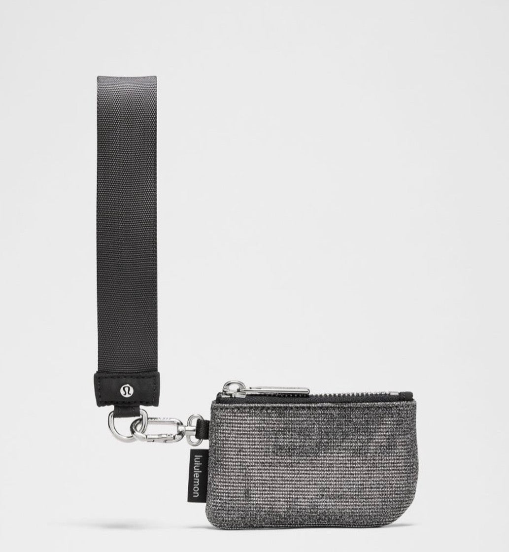 Lululemon NEW Dual Pouch Wristlet Glitter Silver Black  LW9FRWS