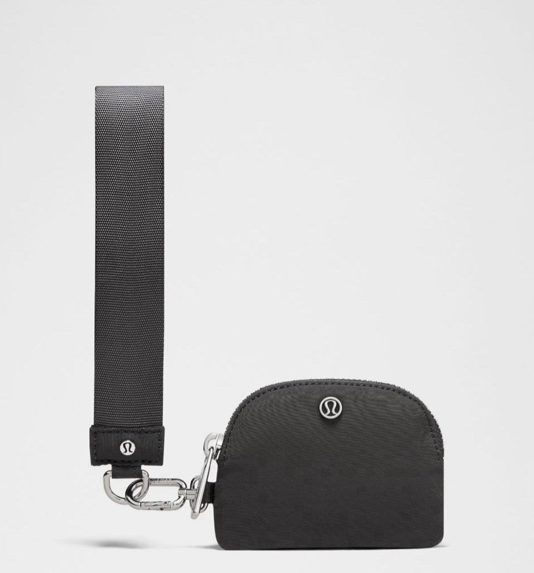 Lululemon NEW Dual Pouch Wristlet Glitter Silver Black  LW9FRWS