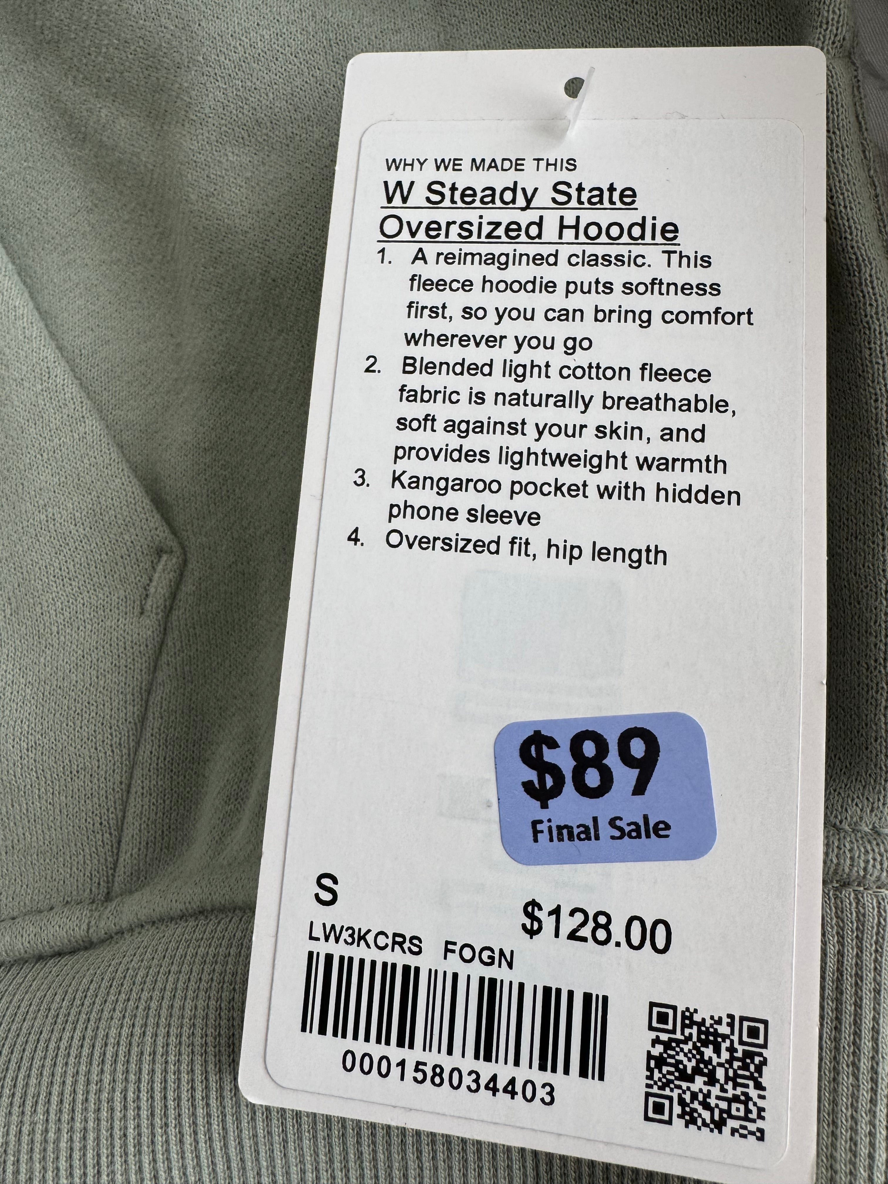 Lululemon Steady State Oversized Hoodie STLB Blue Size S Soft Funnel Neck 1LW3KCRS